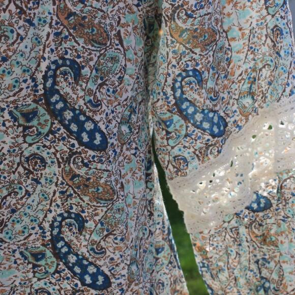 Forever21 Women's Boho Peasant Blouse Embroidered Paisley Print Size XS - Picture 8 of 11